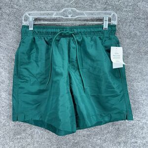 New H&M Swim Shorts Trunks Men S Small Green Drawstring Lined Pockets Swimwear